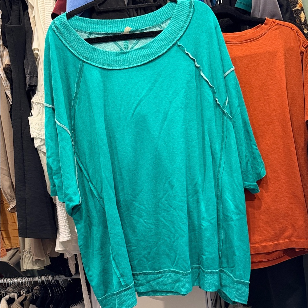 Free People teal oversized t